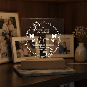 In Loving Memory Of Mum Remembrance Memorial Personalised Light LED Lamp Bild 4