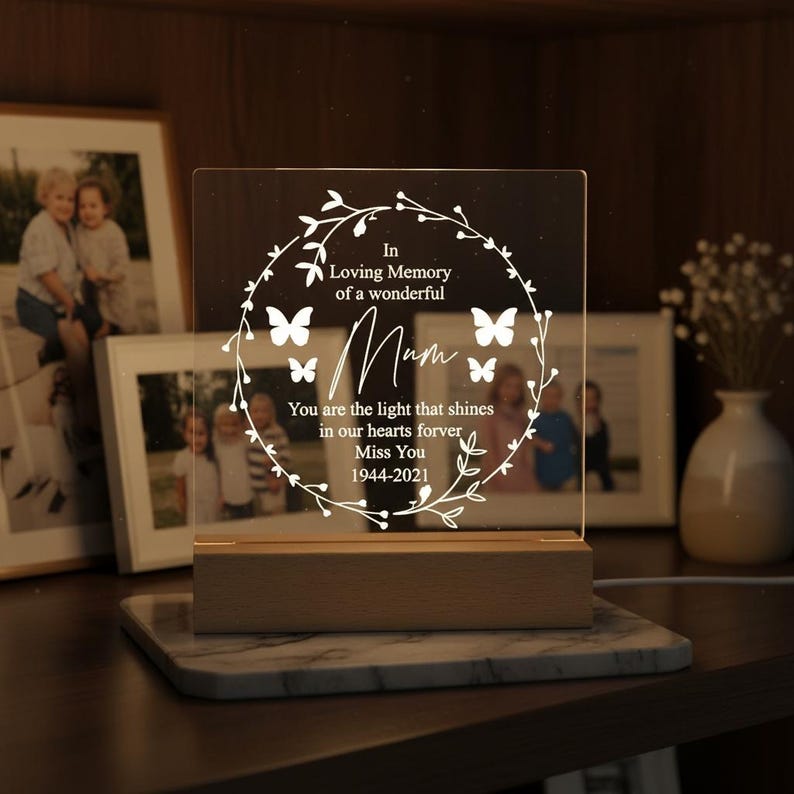 In Loving Memory Of Mum Remembrance Memorial Personalised Light LED Lamp Bild 4