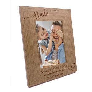 Personalised Uncle Love Heart Engraved Portrait Photo Frame Gift