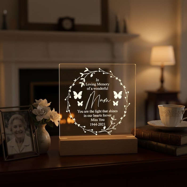 In Loving Memory Of Mum Remembrance Memorial Personalised Light LED Lamp Bild 6
