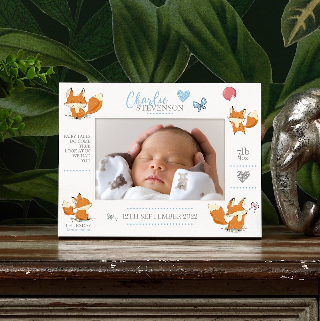 Personalised Baby Boy Photo Frame With Birth Details and Cute Etsy