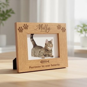 Cat Remembrance Personalised Engraved Photo Frame Gift image 1