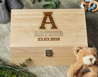 Personalised Large Alphabet and Name Wooden Keepsake Box