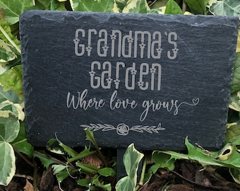 Personalised Slate Marker Garden or Pot Plaque Any title where love grows