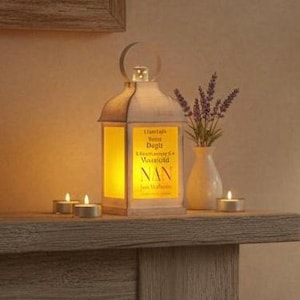 Gepersonaliseerde Nan In Loving Memory cadeau voor graflantaarn met vlameffect