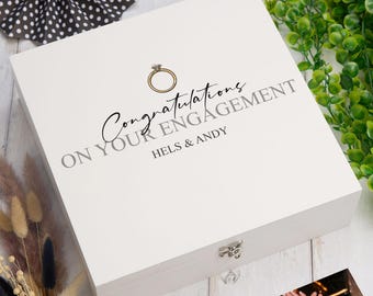 Personalised Congratulations on your Engagement Keepsake Wooden Box