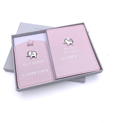 Personalised Elephant Baby Girl Passport Cover and Luggage Tag Etsy
