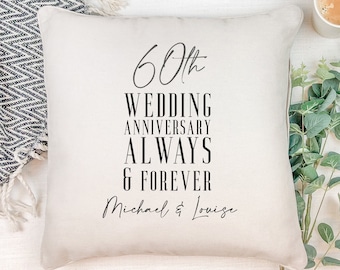 Personalised 60th Wedding Anniversary Cushion Gift