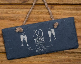 Personalised Slate 30th Anniversary Plaque Gift