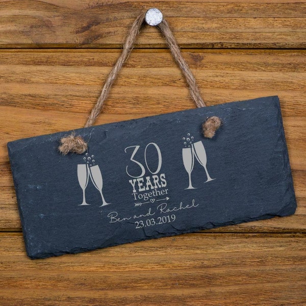 Personalised Slate 30th Anniversary Plaque Gift