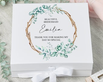 Personalised Bridesmaid Keepsake Box Wedding Memory gift box With Leaves