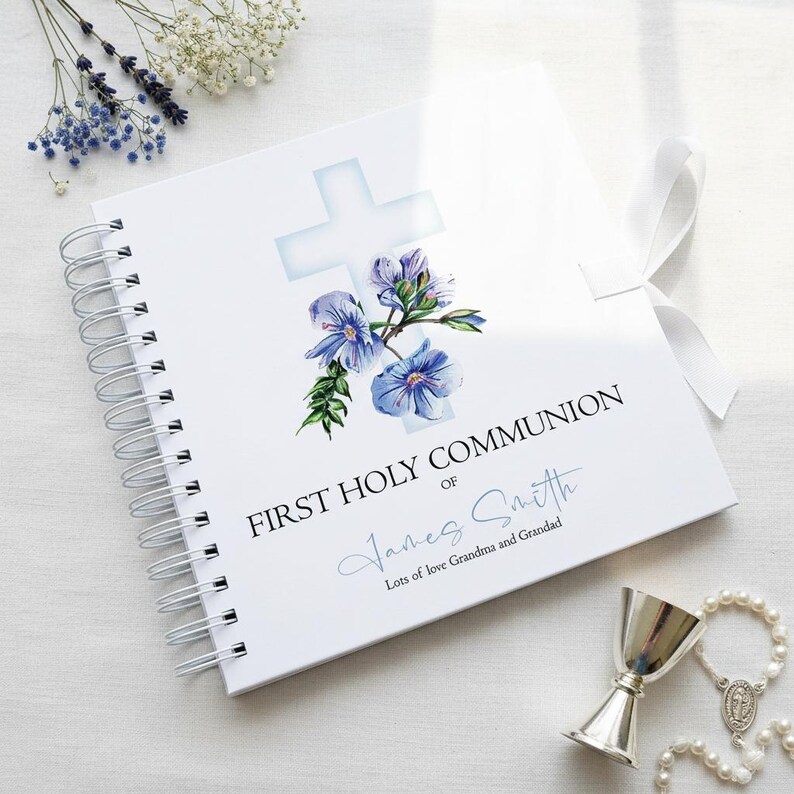 Personalised First Holy Communion Blue Cross Guestbook Scrapbook Photo ...
