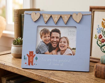 Papa Fotorahmen mit Wimpelkette 6 'x4 'Bild mit Sentiment, freistehender Vatertag, Geburtstag oder Weihnachten