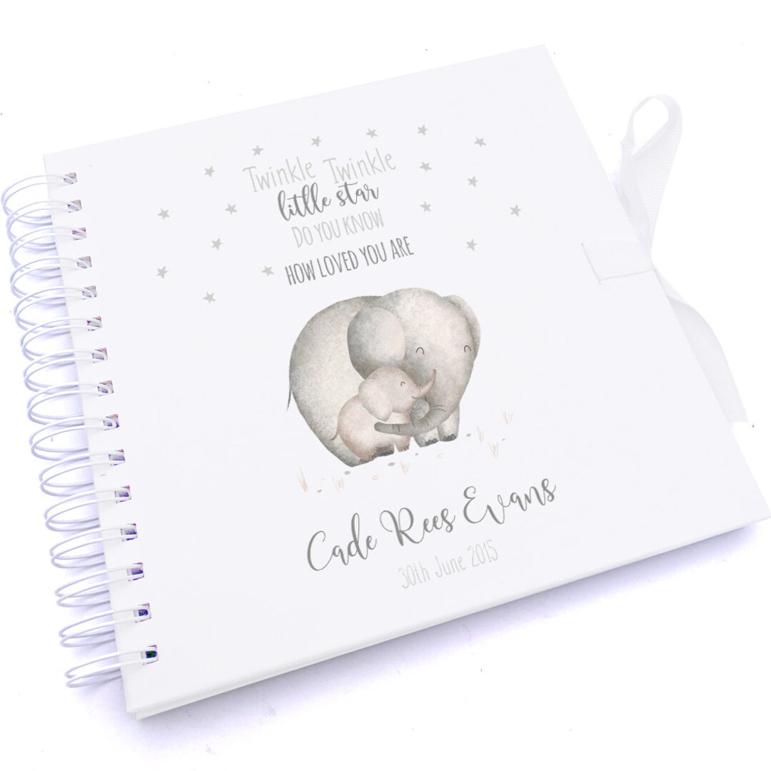 Personalised Twinkle Twinkle Little Star Elephant Scrapbook Photo Album ...
