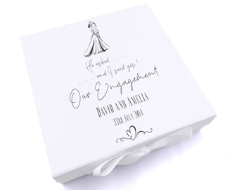 Personalised He Asked I Said Yes Our Engagement Keepsake Memory Box Gift