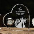Engraved Heart Crystal Glass Clock Wedding Gift Or Wedding Present Gift