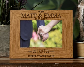 Personalised Engagement Sentiment Gift Wooden Photo Picture Frame Landscape