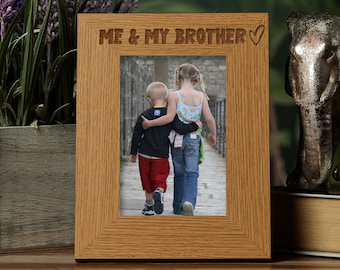 Oak Me and My Brother Picture Photo Frame Heart Gift Portrait