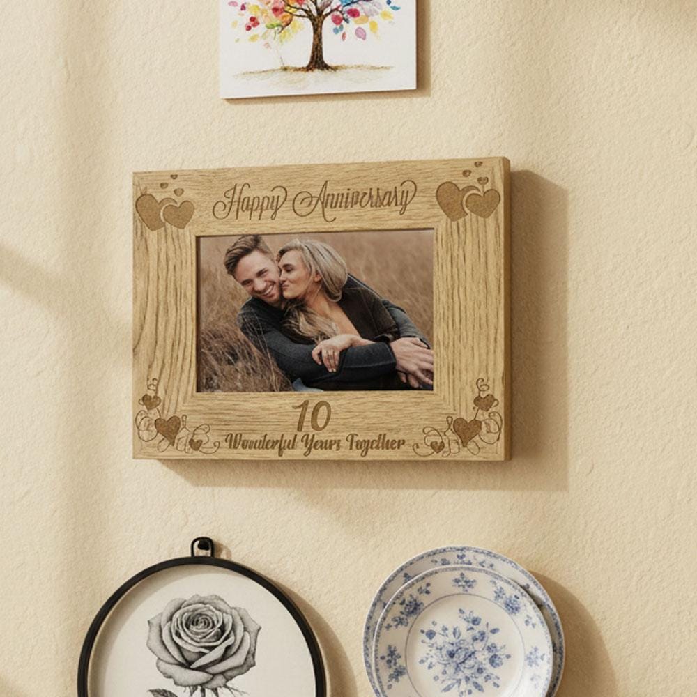 Happy 10th Anniversary Wooden Photo Frame Gift for Couple - Etsy