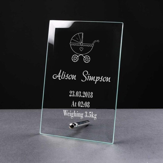 Bebe Personnalise Cadeau Verre Plaque Naissance Record Etsy France