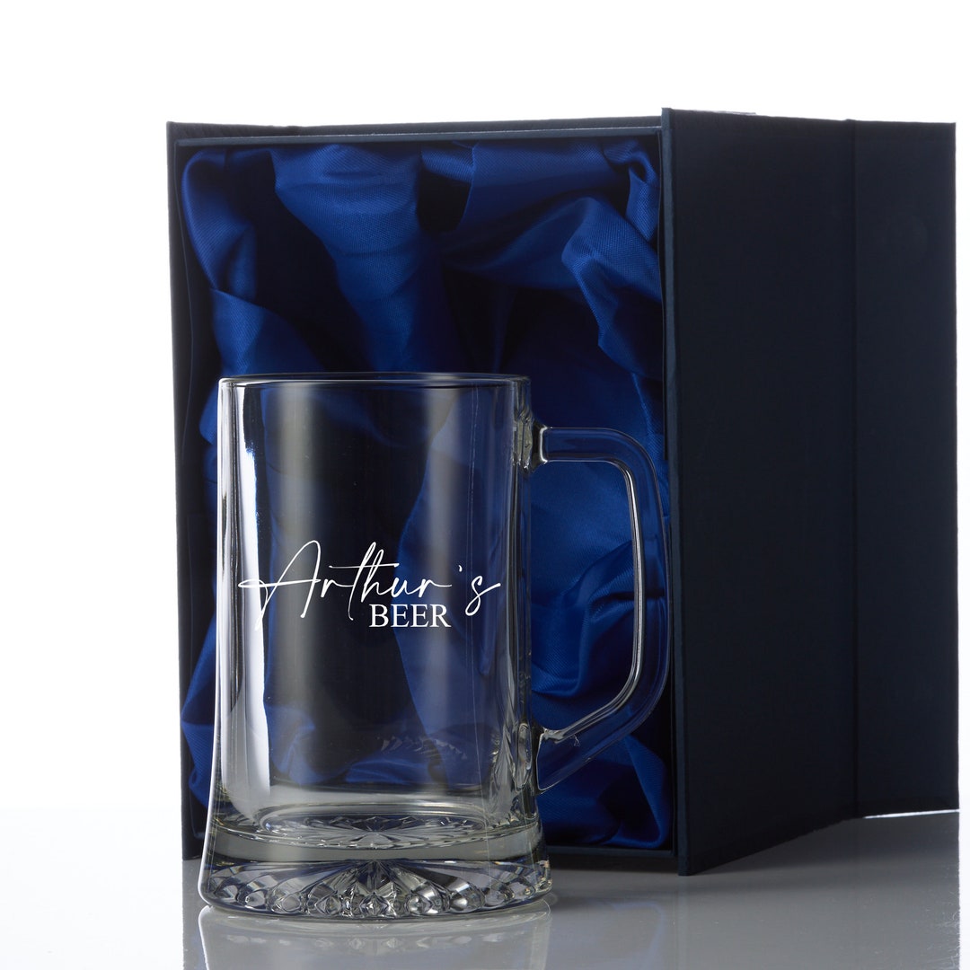 Personalised Named Beer Tankard Glass for Him in Silk Lined Etsy UK