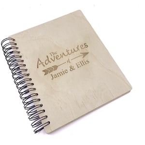 Personalised Large Engraved Wooden Adventures Photo Album Gift