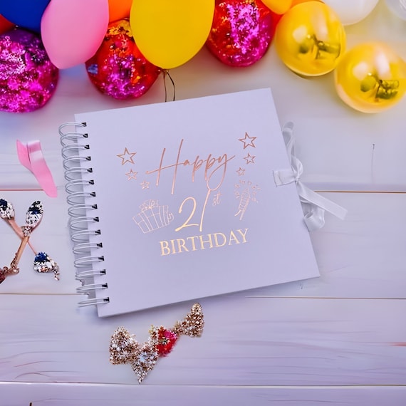 Personalised 21st Birthday White Scrapbook, Guest Book Or Photo