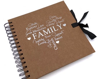 Family Themed Brown Scrapbook Photo album With Silver Script