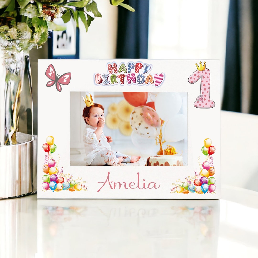 Personalised My First Birthday Photo Frame Landscape Girl's 1st
