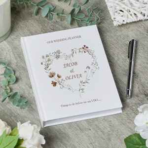 Personalised Wedding Planner Organiser Book Engagement Gift With Watercolour Heart