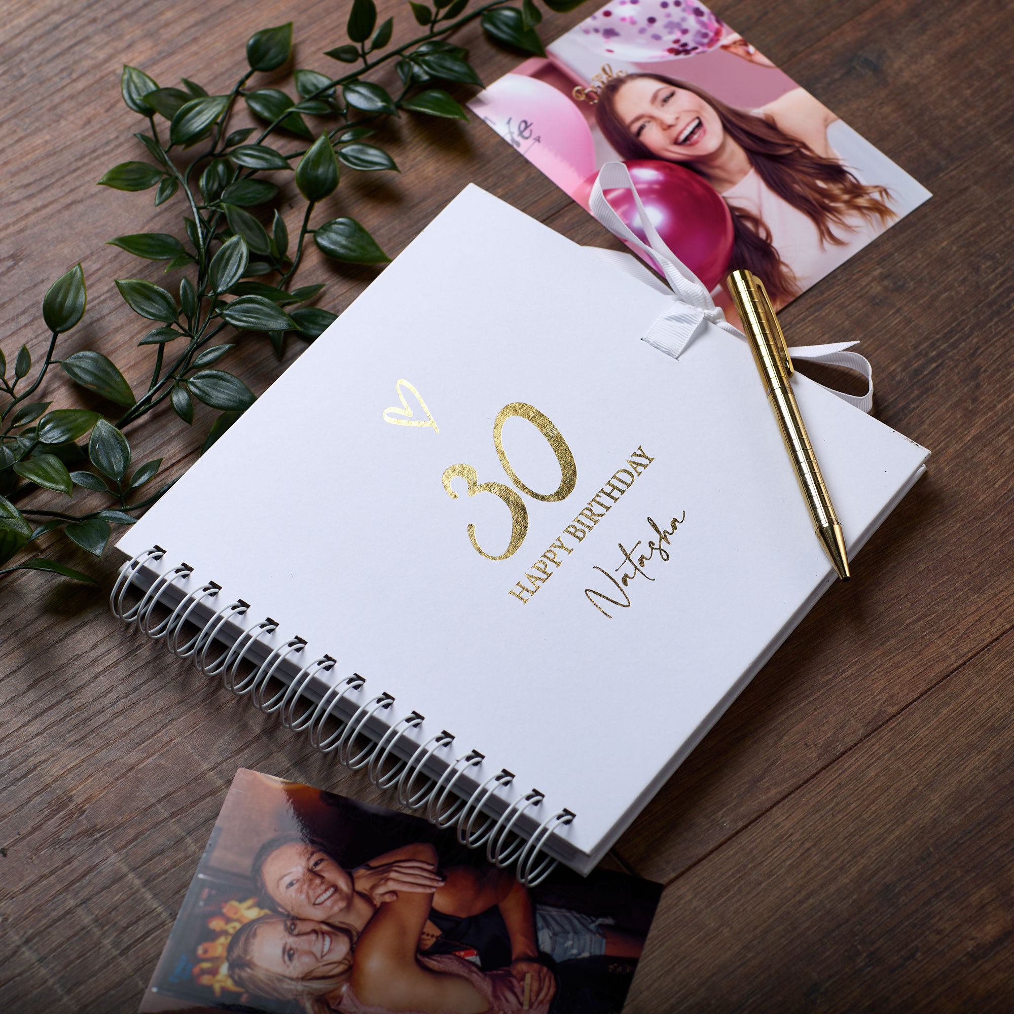 40th Birthday Brown Scrapbook, Guest Book Or Photo album With Gold Script