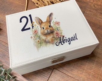 13.16.18.21.30.30.40.50.60.Jeder Alter Geburtstag Große Schmuck Box Geschenk Bunny Design Personalisierte