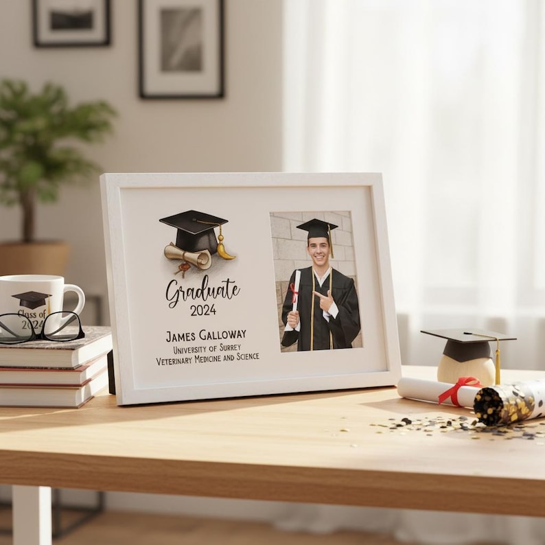Graduation Card Frame Personalised A4 Size Graduation Photo Frame Gift With Hat and Scroll - Etsy