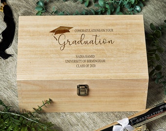 Personalised Graduation Gift Large Wooden Keepsake Memories Box