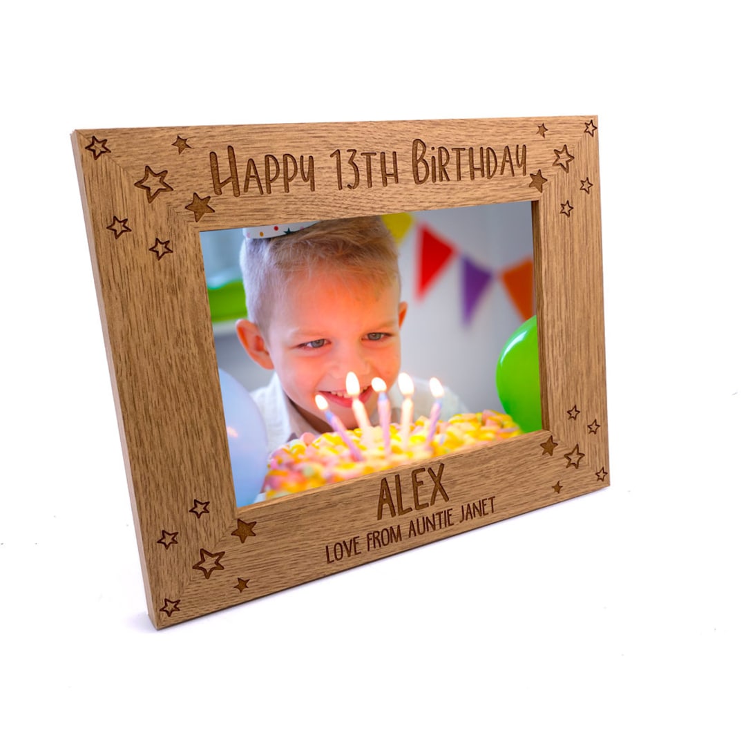 Any Age Personalised Birthday Engraved Photo Frame Gift Stars Design - Etsy