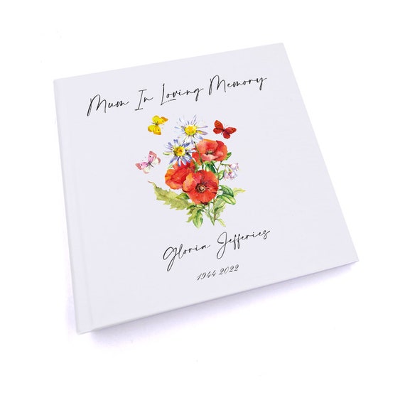 Personalised Mum Remembrance Photo Album With Flowers and Butterflies - Main Image