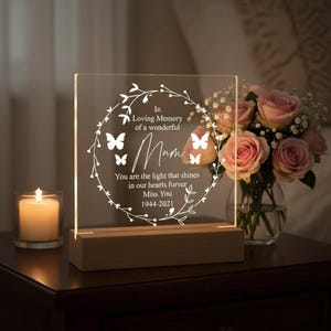 In Loving Memory Of Mum Remembrance Memorial Personalised Light LED Lamp Bild 1