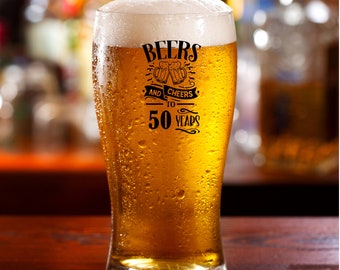 50th Birthday Beer Glass Gift For Him 1 Pint Cheers To Beers Gift Boxed