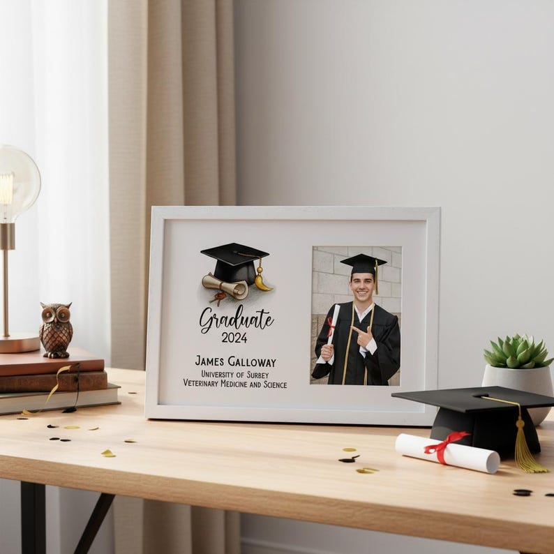 Personalised A4 Size Graduation Photo Frame Gift With Hat and Scroll - Etsy
