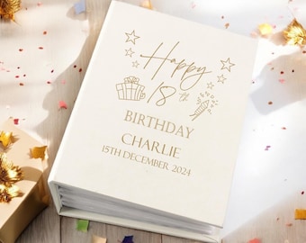 Presente de aniversário de 18 anos personalizado para ela ou ele com álbum de fotos com capas de 100 x 6 x 4 de capacidade