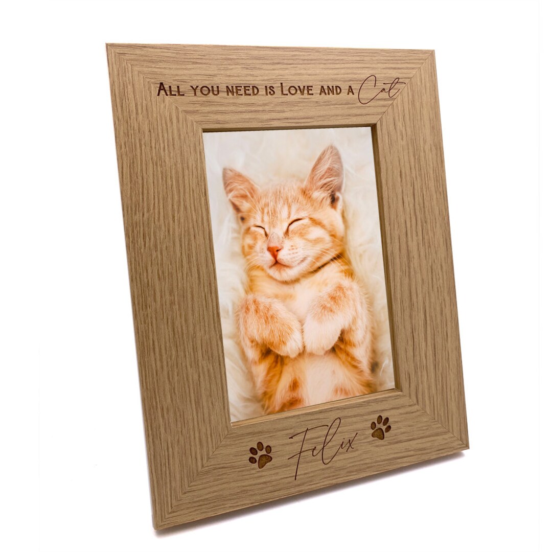 Personalised Cat Photo Frame / All You Need is Love and A Cat - Etsy