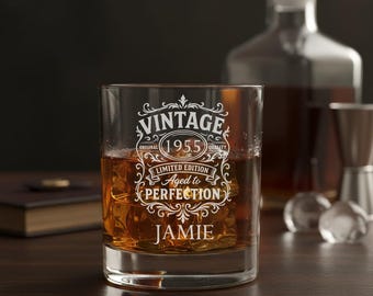 Personalised Engraved Birthday Whisky Glass Any Age 70th, 60th, 50th, 40th, 30th