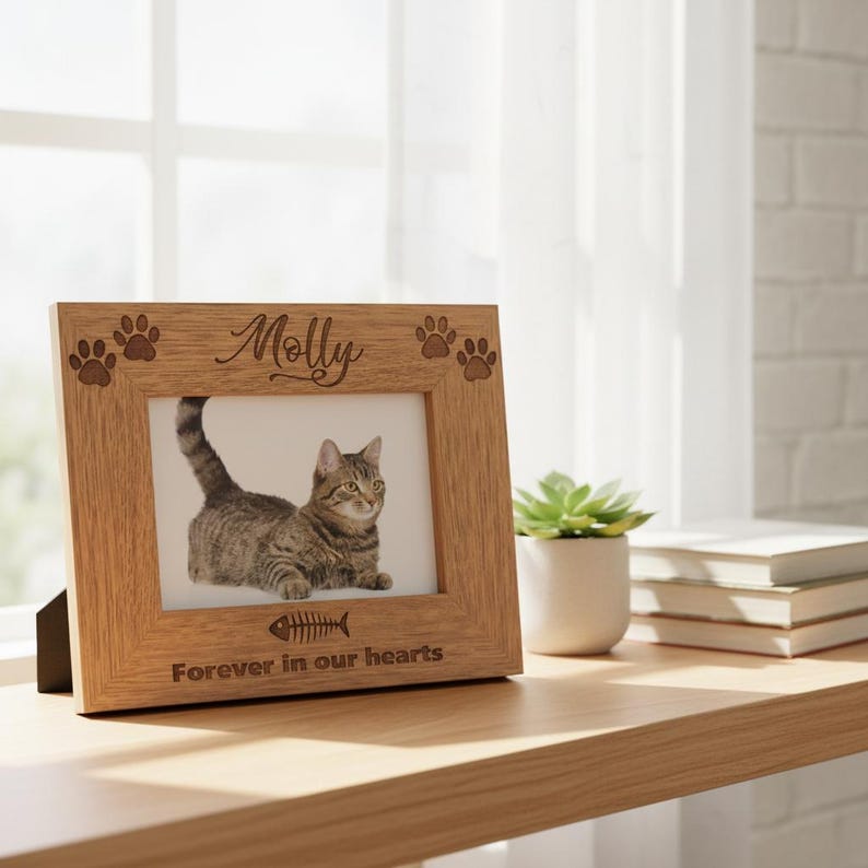 Cat Remembrance Personalised Engraved Photo Frame Gift image 5