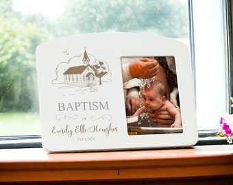 Personalised Baptism Photo Frame With Church Background