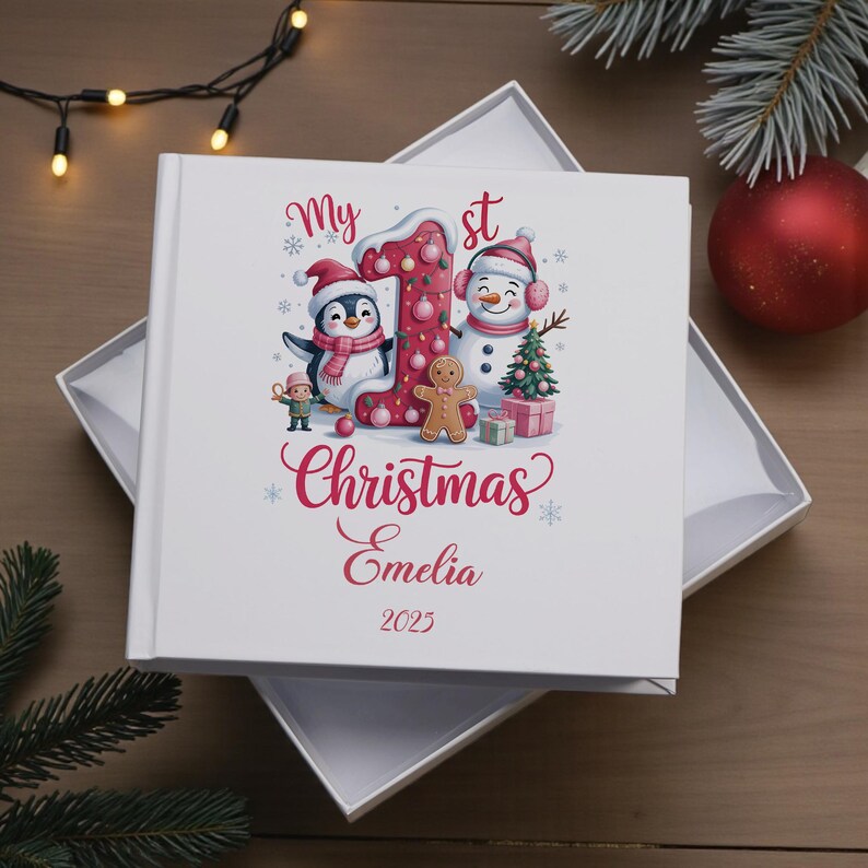 Personalised Baby Girl First Christmas Photo Album in Gift Box - Etsy UK