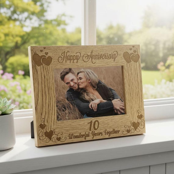 Happy 10th Anniversary Wooden Photo Frame Gift for Couple - Etsy