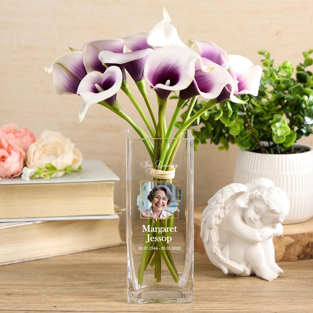 Personalised in Loving Memory Flower Vase Remembrance Keepsake With ...