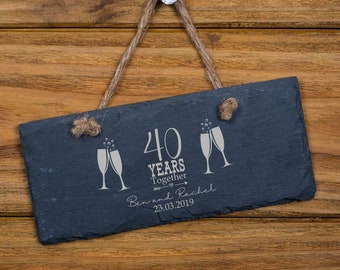 Personalised Slate 40th Anniversary Plaque Gift