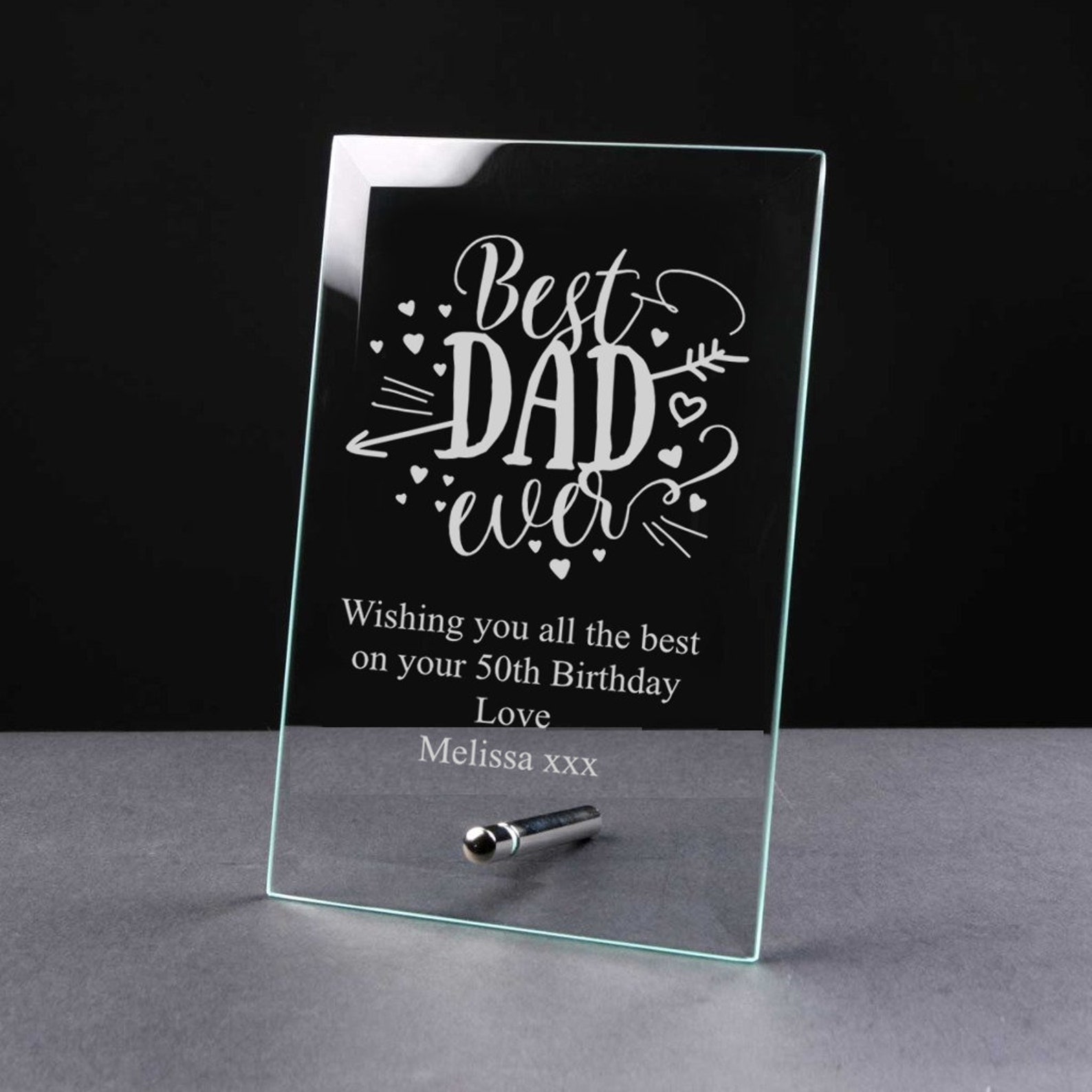 Personalised Best Dad Ever Glass Plaque Etsy