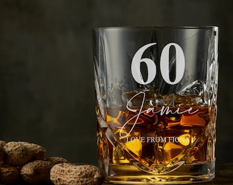 Engraved Personalised 60th Birthday Crystal Cut Whiskey Glass